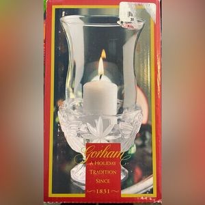 Gorham Angels of Peace Hurricane glass candle holder